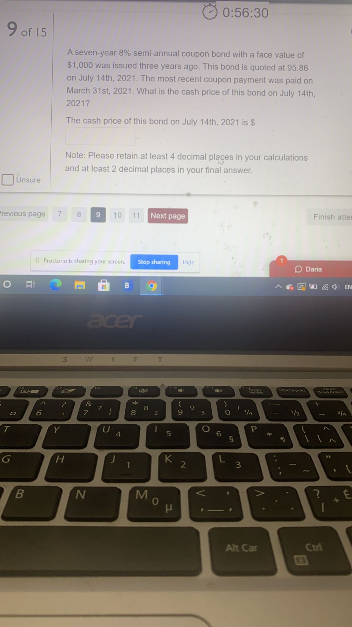 0:56:30 9 of 15 A seven-year 8% semi-annual