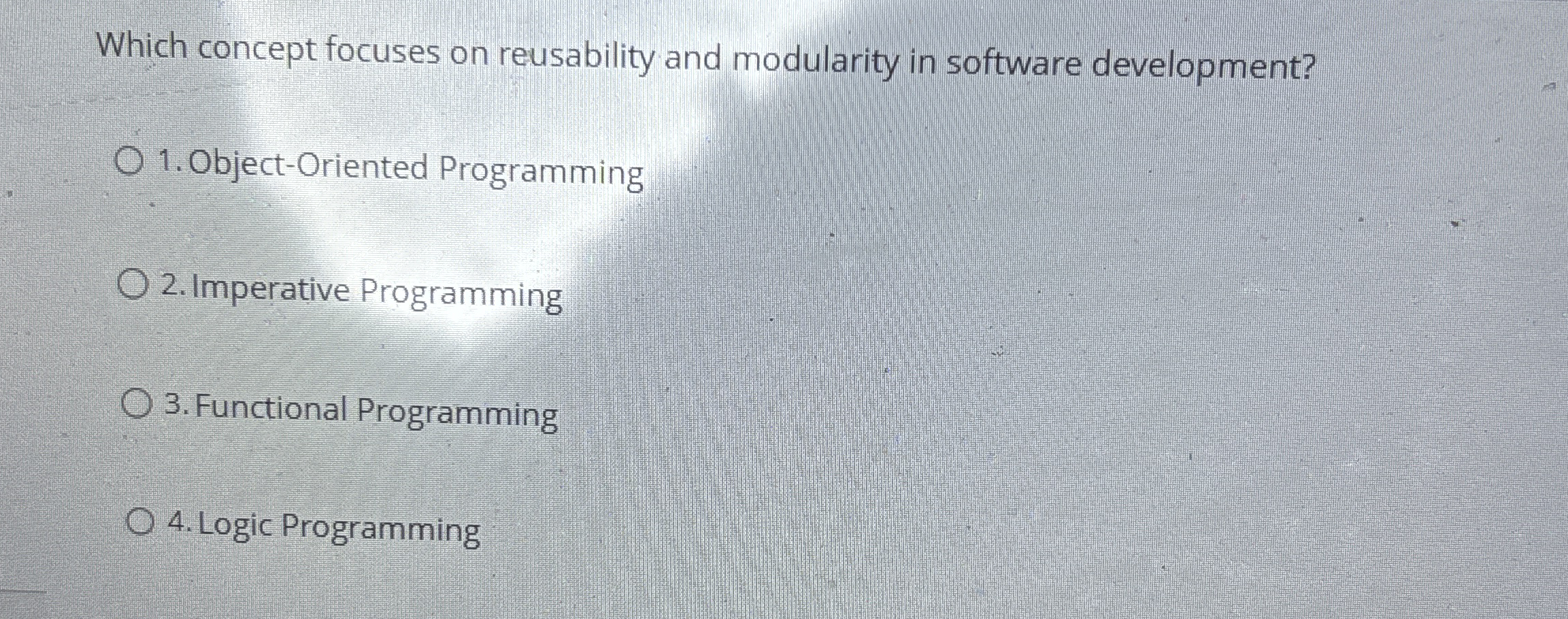 Which concept focuses on reusability and