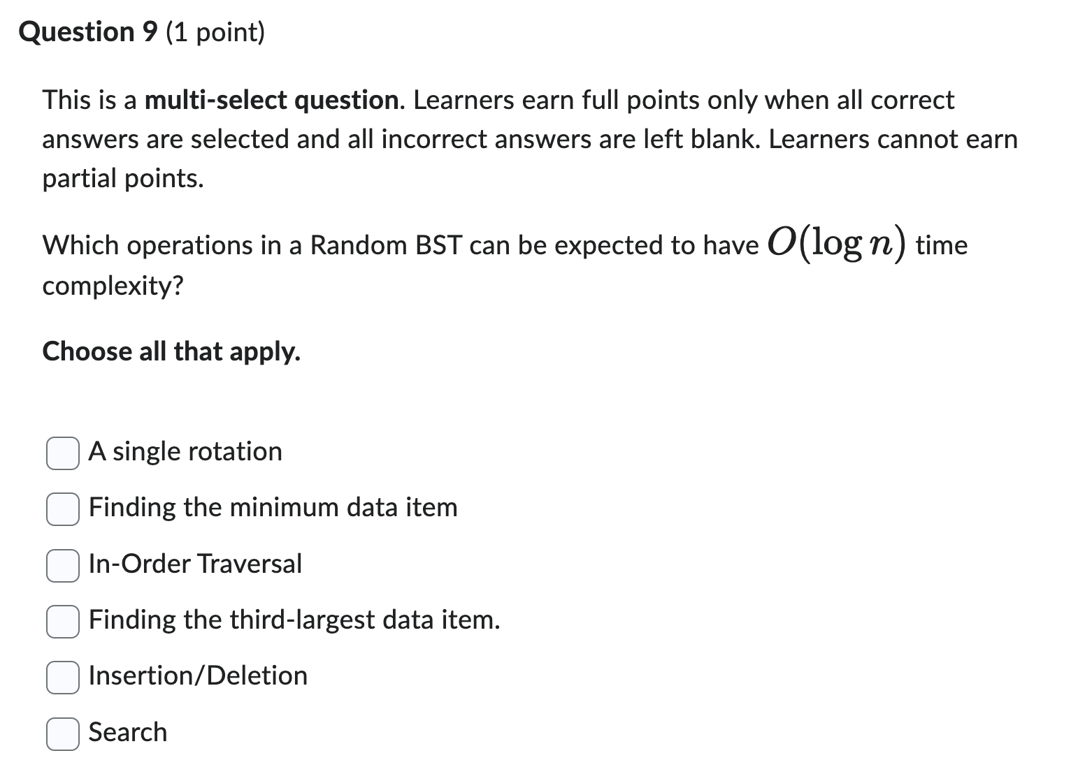 Question 9 ( 1 point ) This is a multi - select