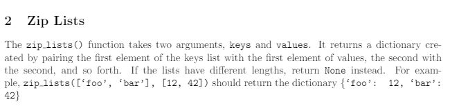 Please help with zip.lists practice. First photo