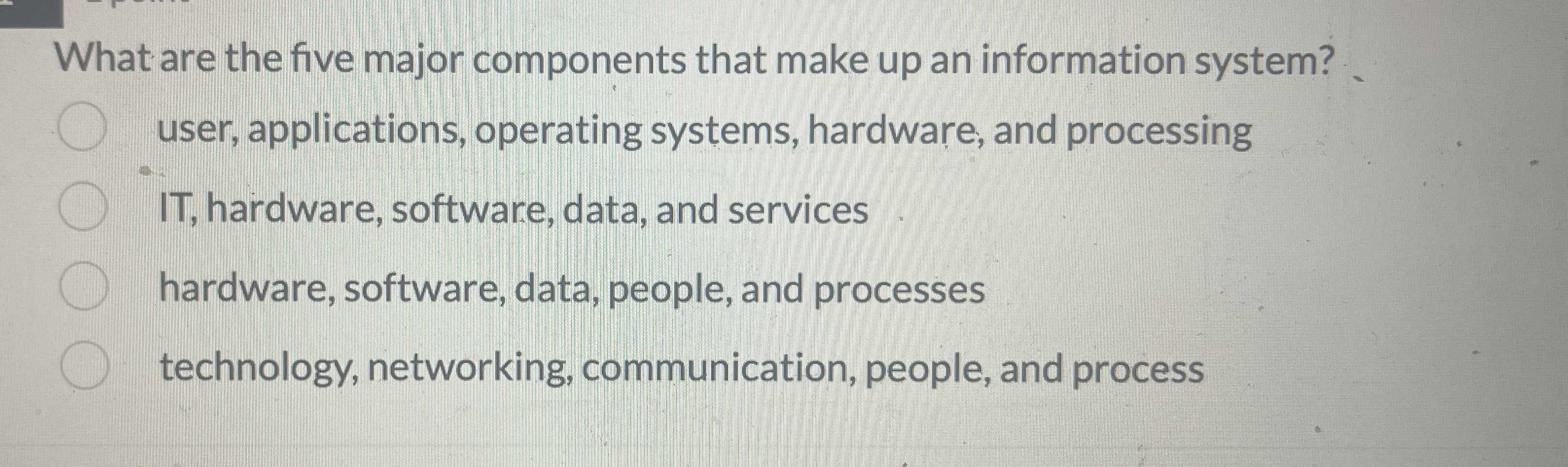 What are the five major components that make up