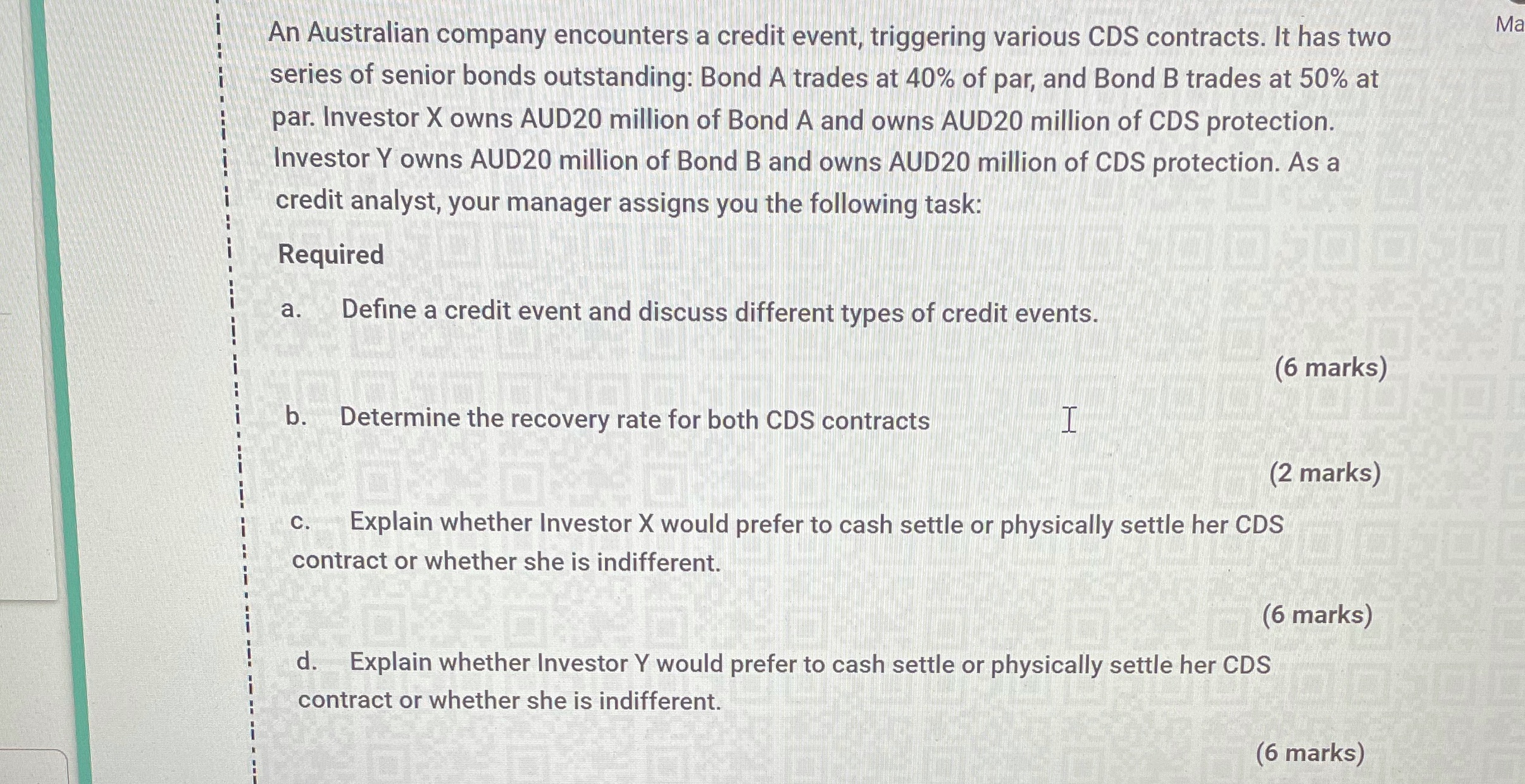 20 marks question . An Australian company