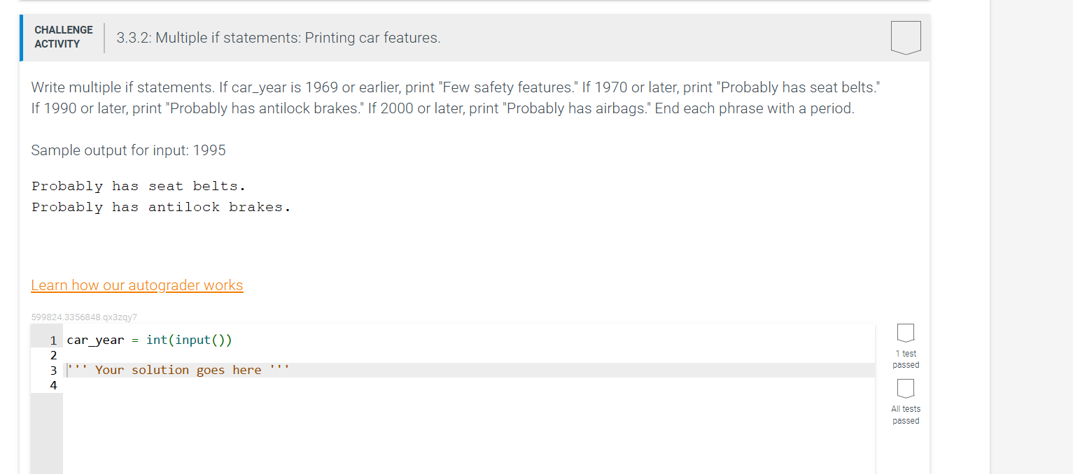 3 . 3 . 2 : Multiple if statements: Printing car