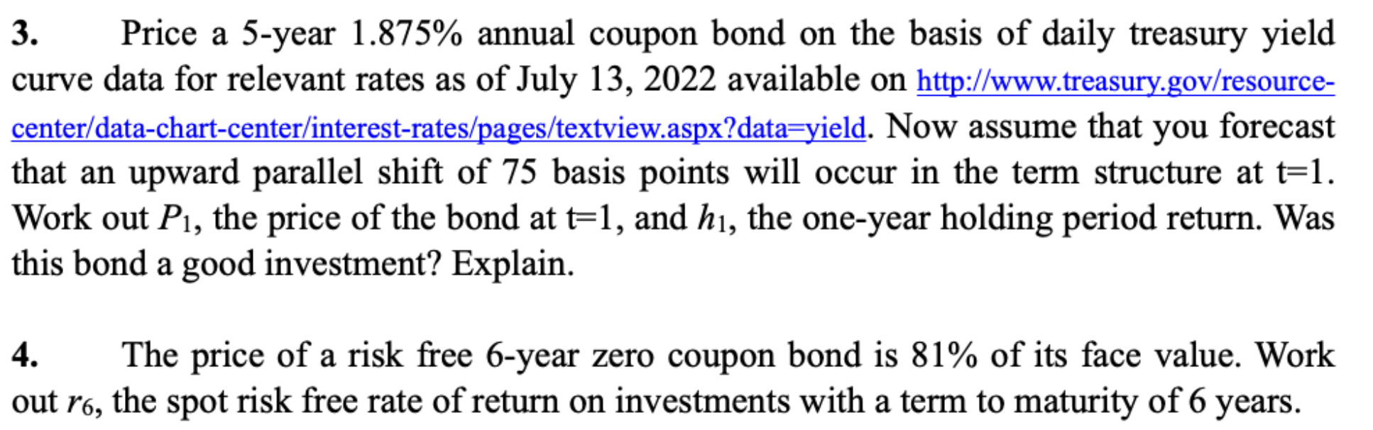 3. Price a 5-year 1.875% annual coupon bond on