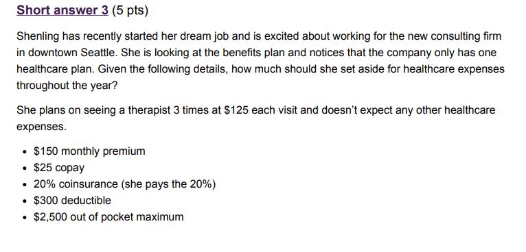 mm (5 pts} Shenling has recently started her