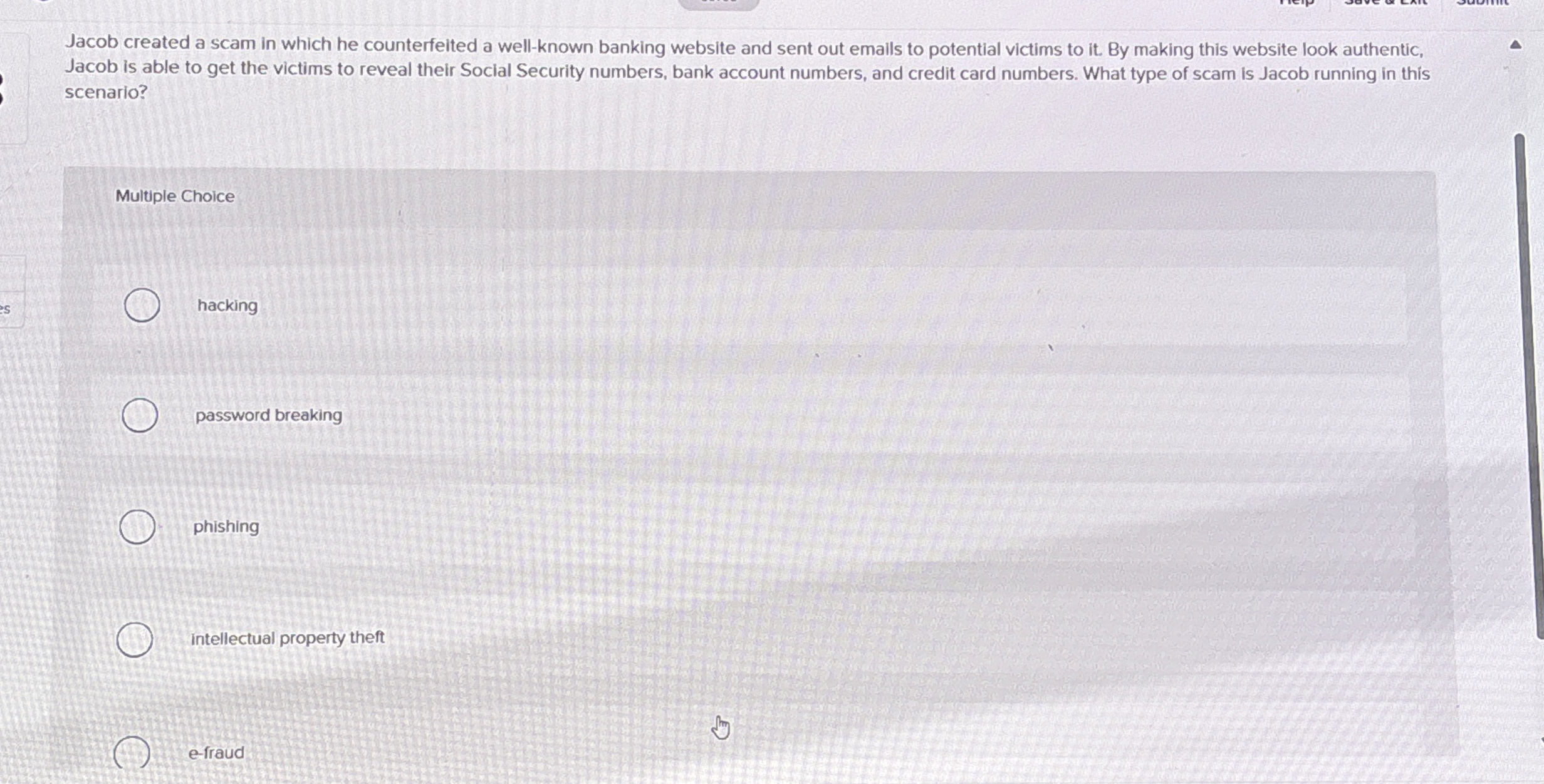 Jacob created a scam in which he counterfeited a