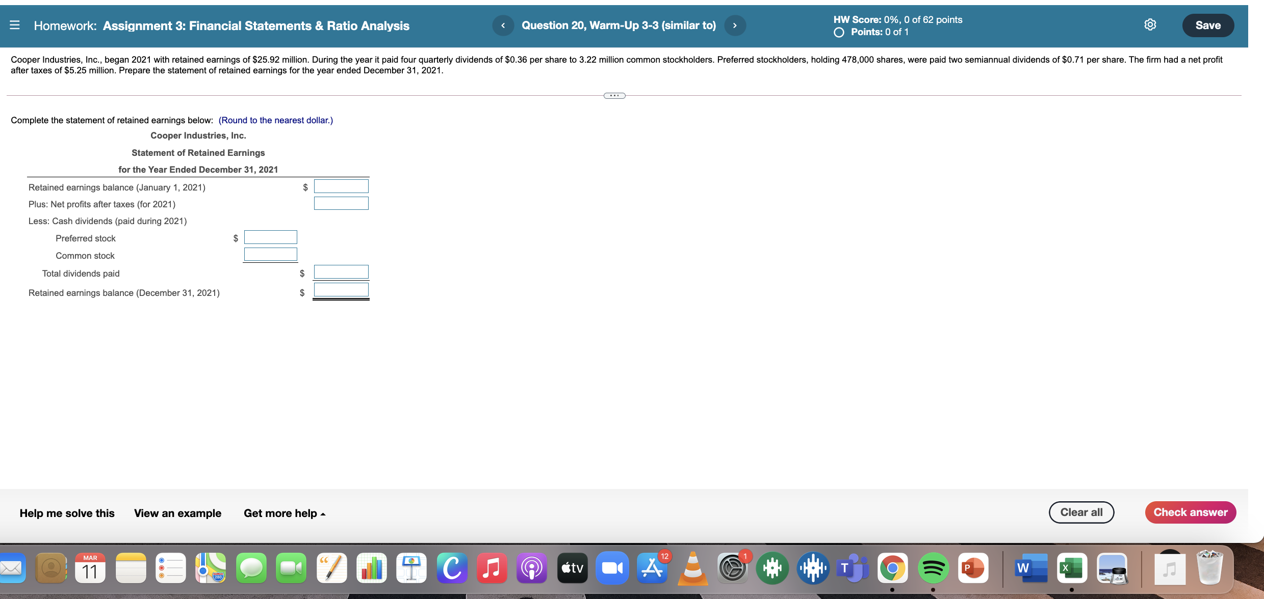 Homework: Assignment 3: Financial Statements &