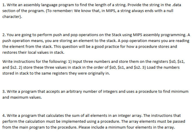 Q 1 . Write an assembly language program to find