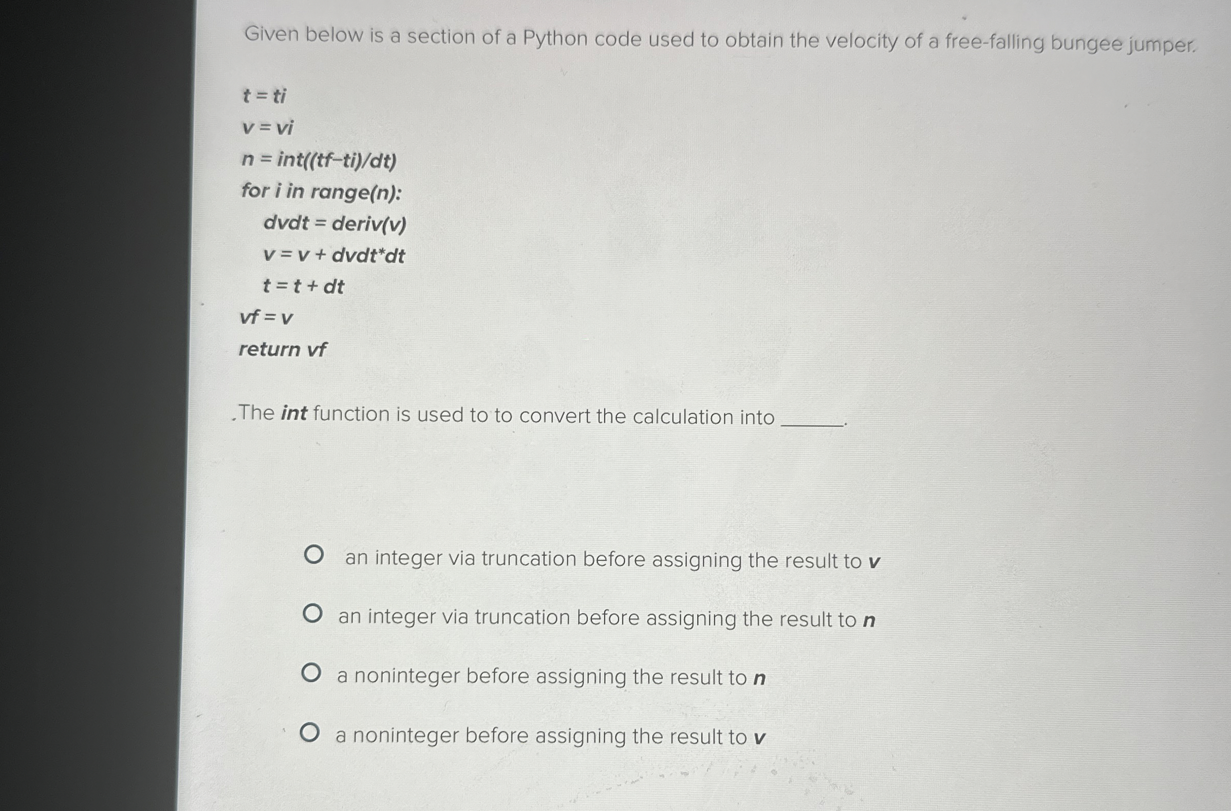 Given below is a section of a Python code used to