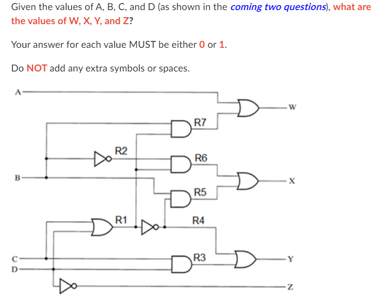 Given the values of A , B , C , and D ( as shown