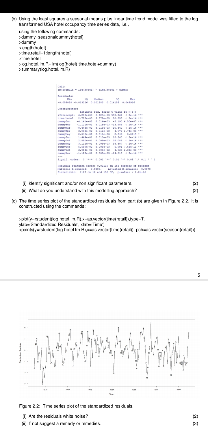 ( b ) Using the least squares a seasonal - means
