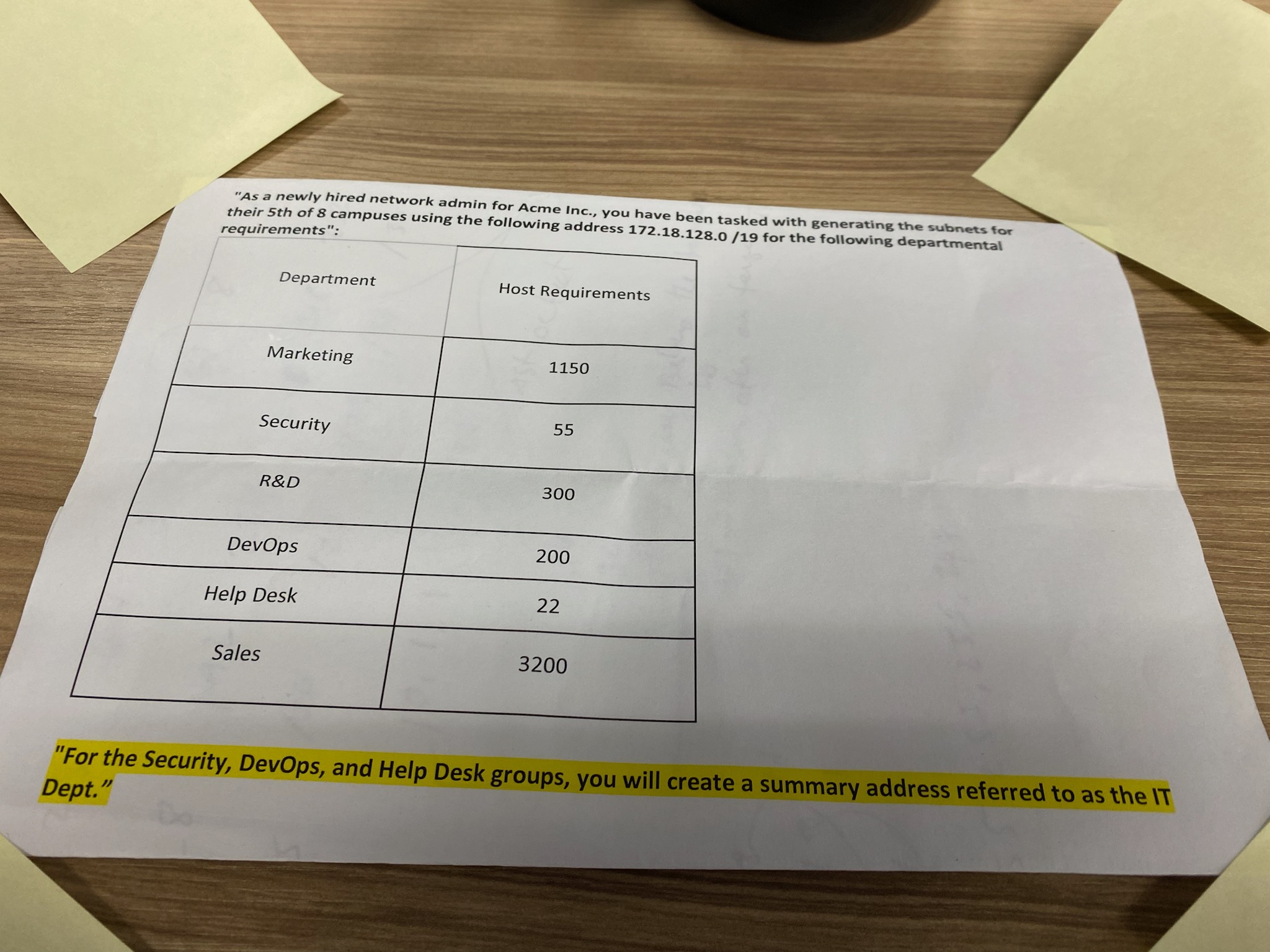 " " As a newly hired network admin for Acme., you