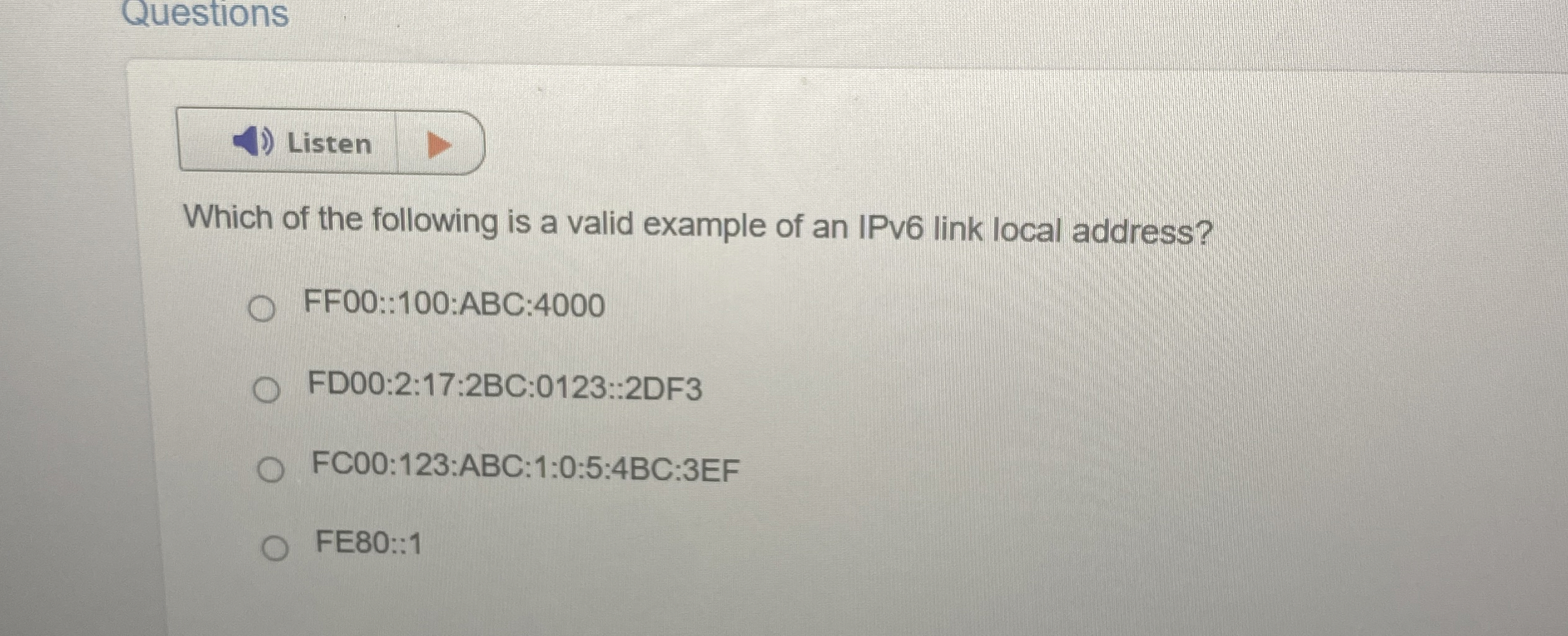 Questions Which of the following is a valid