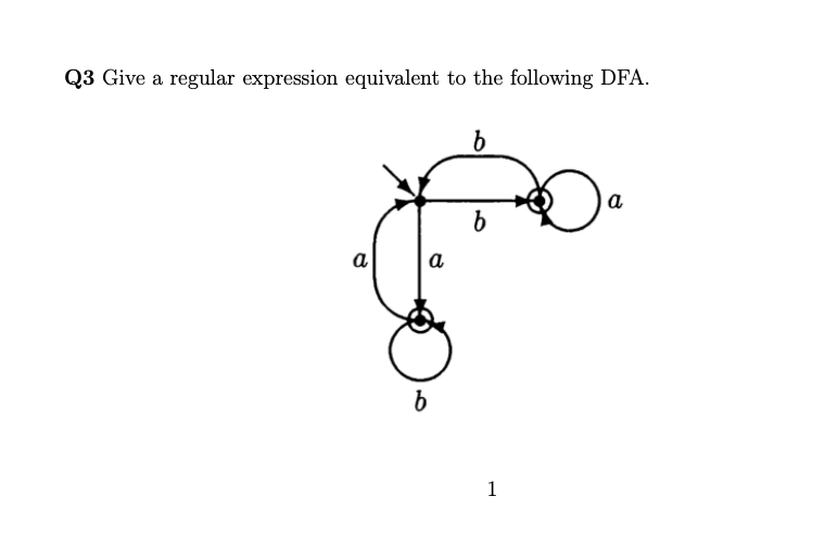 Q 3 Give a regular expression equivalent to the