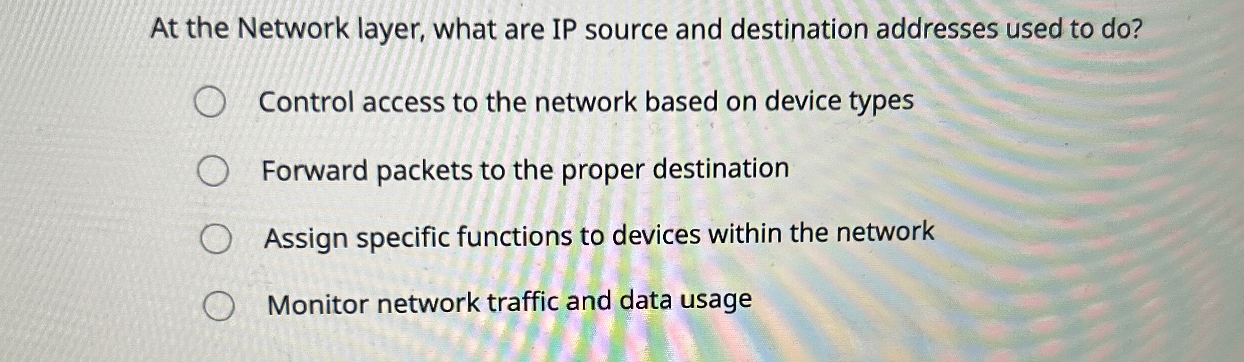 At the Network layer, what are IP source and