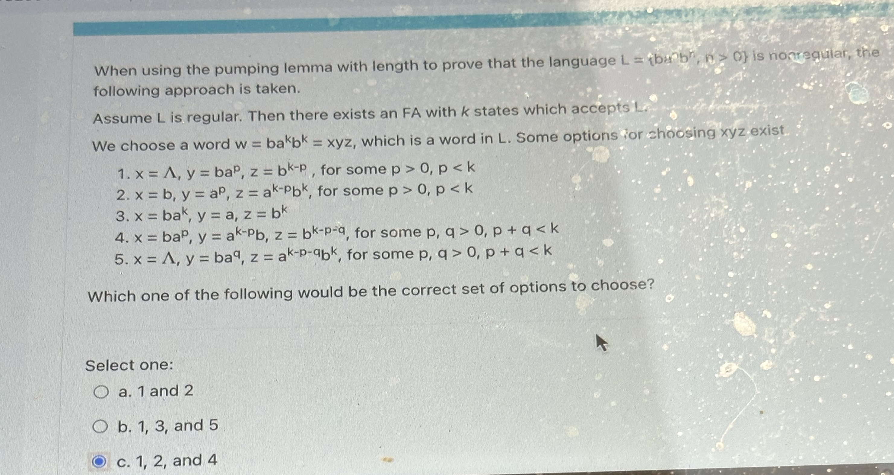 When using the pumping lemma with length to prove