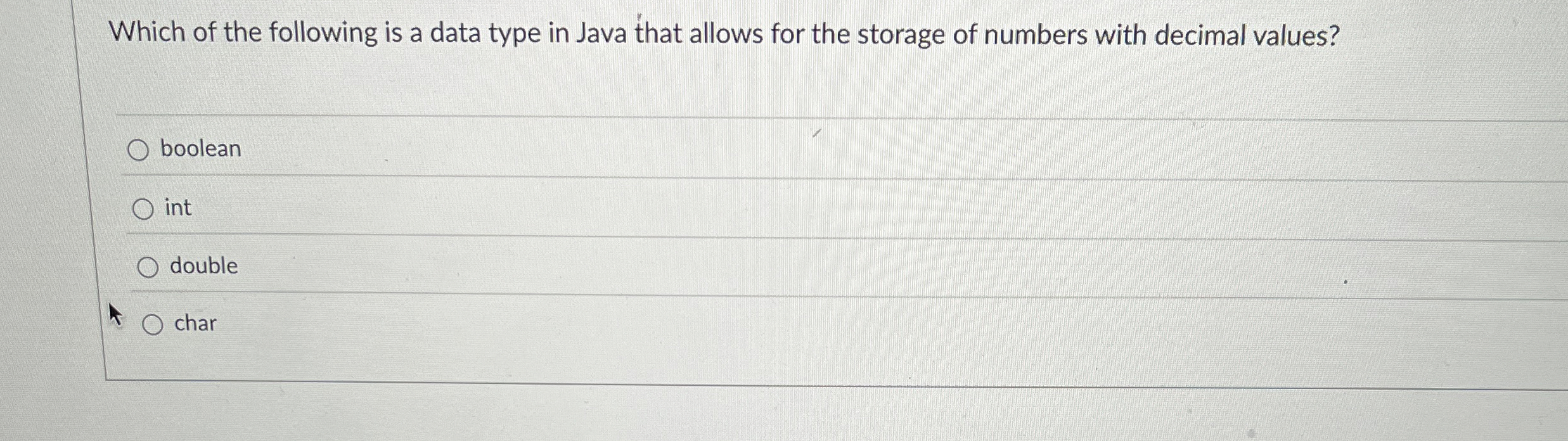 Which of the following is a data type in Java