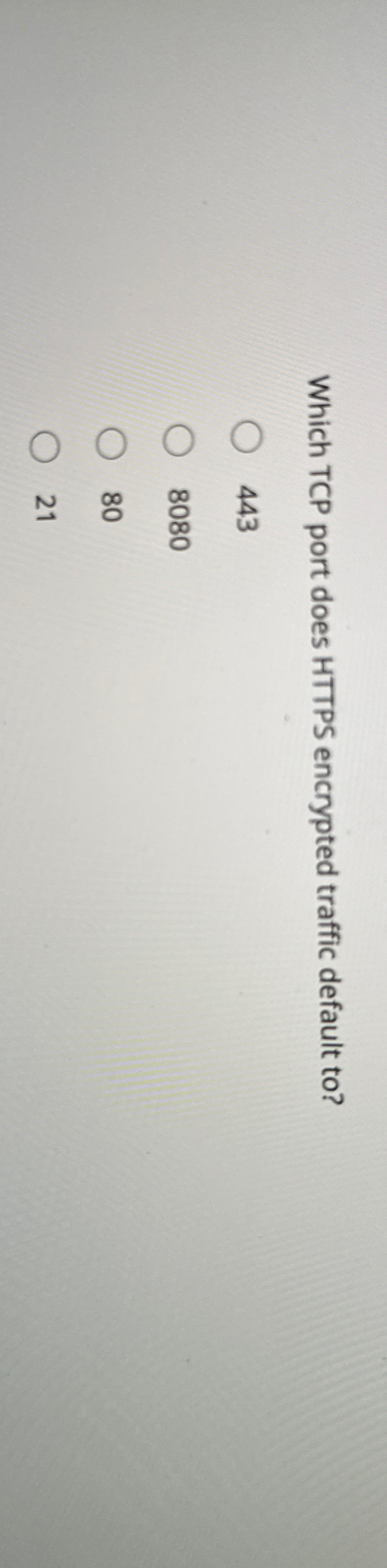 Which TCP port does HTTPS encrypted traffic
