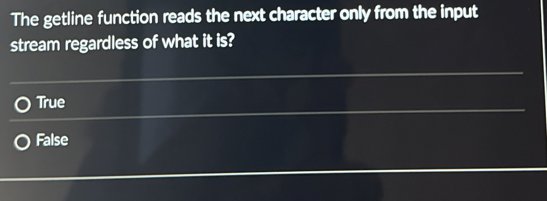 The getline function reads the next character
