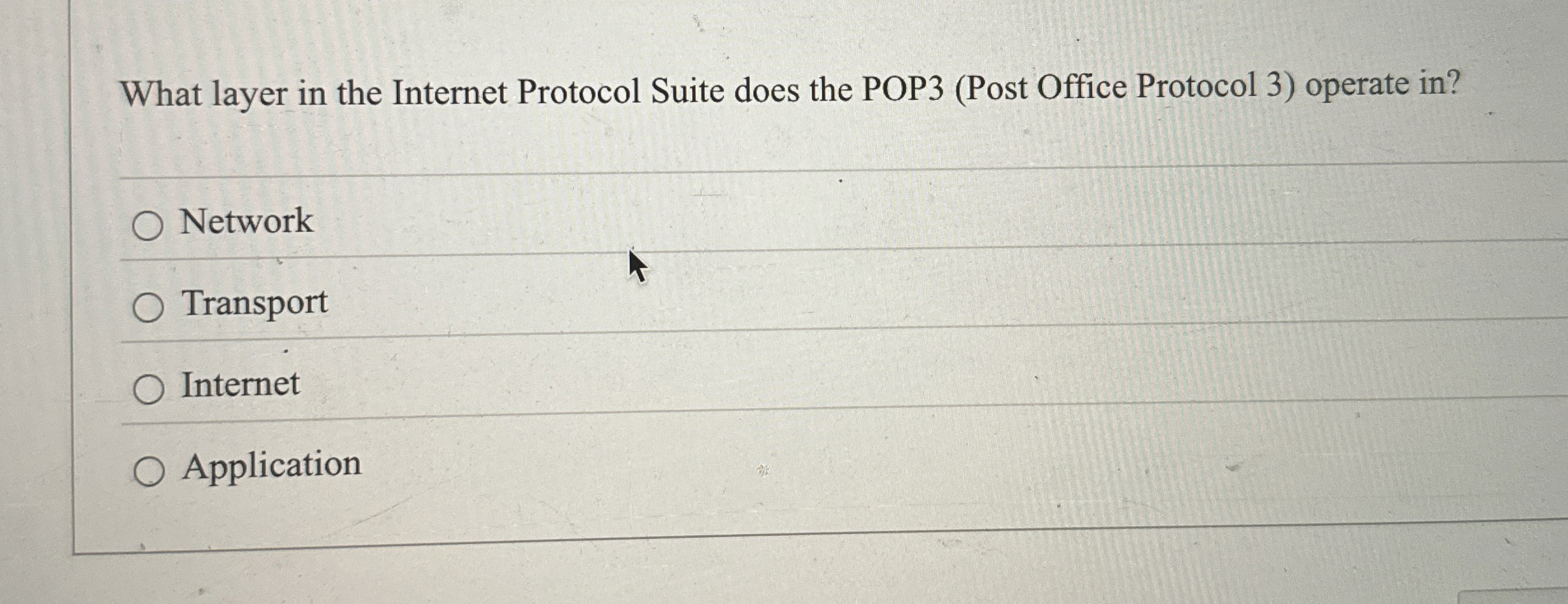 What layer in the Internet Protocol Suite does