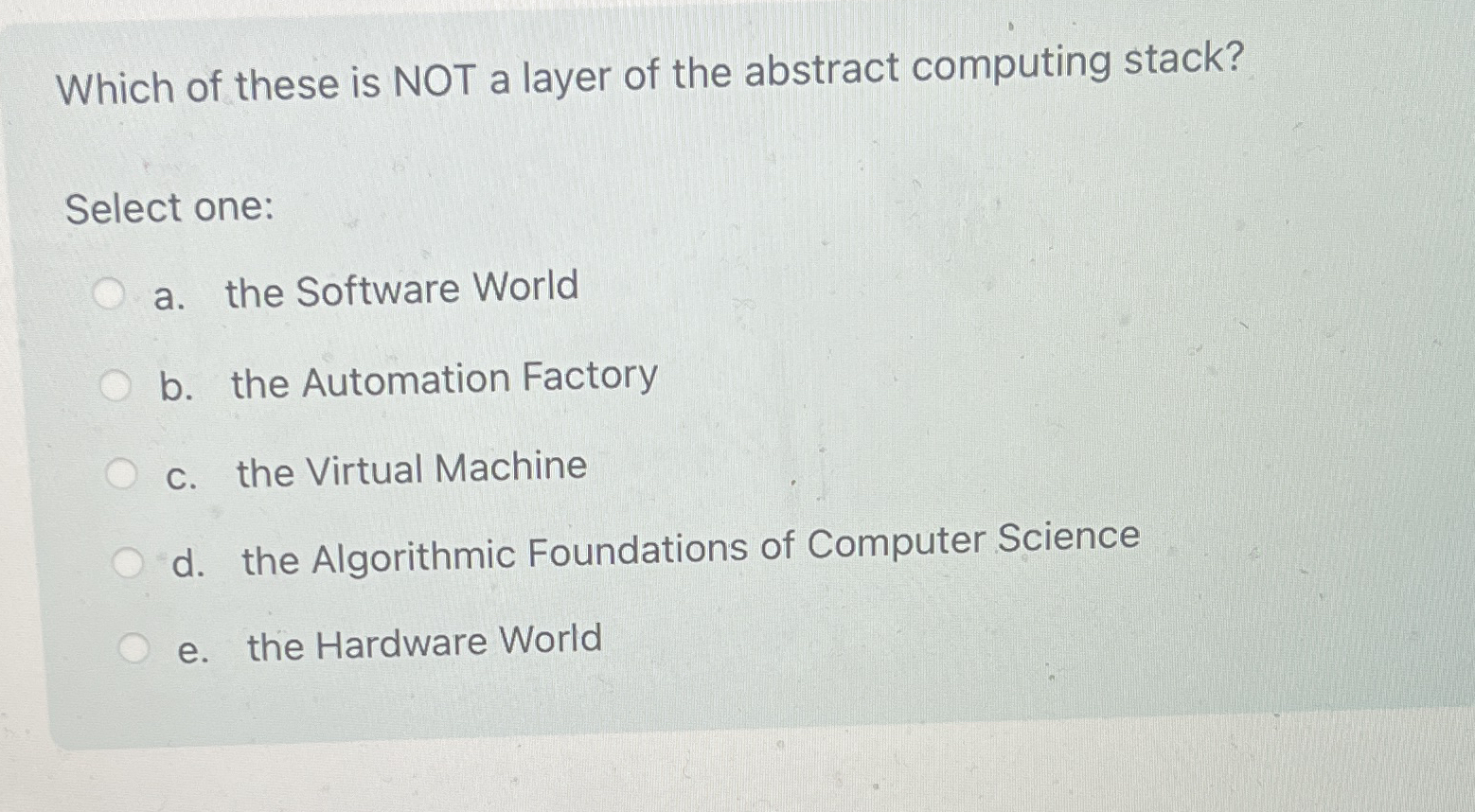 Which of these is NOT a layer of the abstract