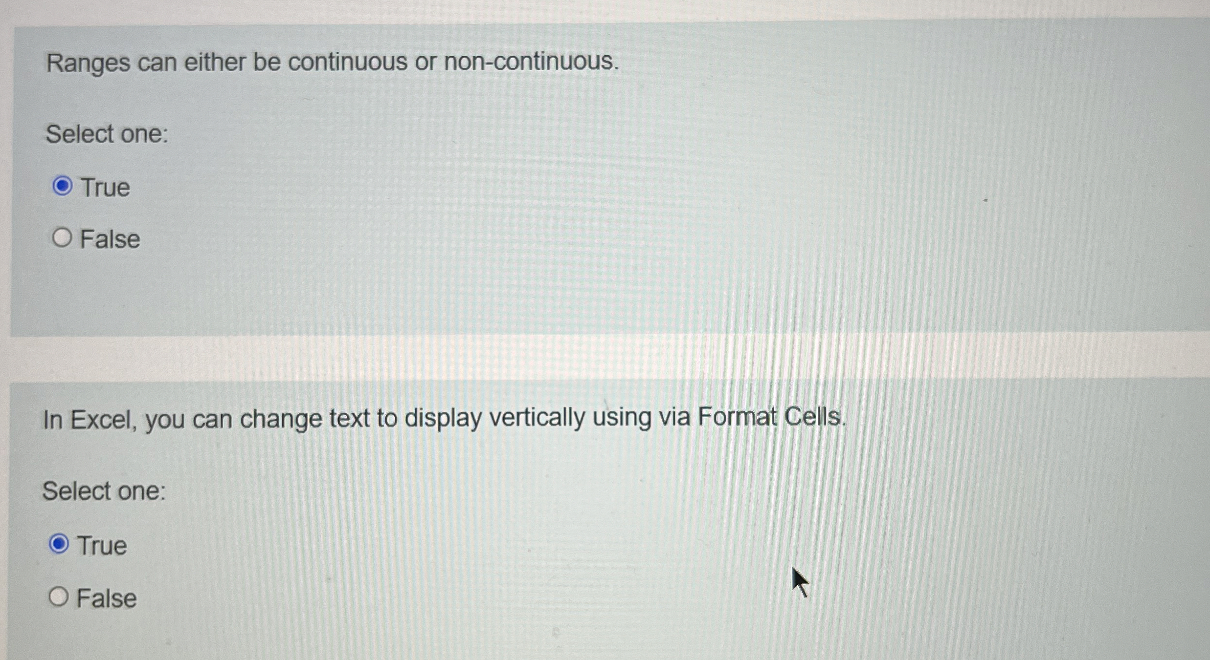 Ranges can either be continuous or non -
