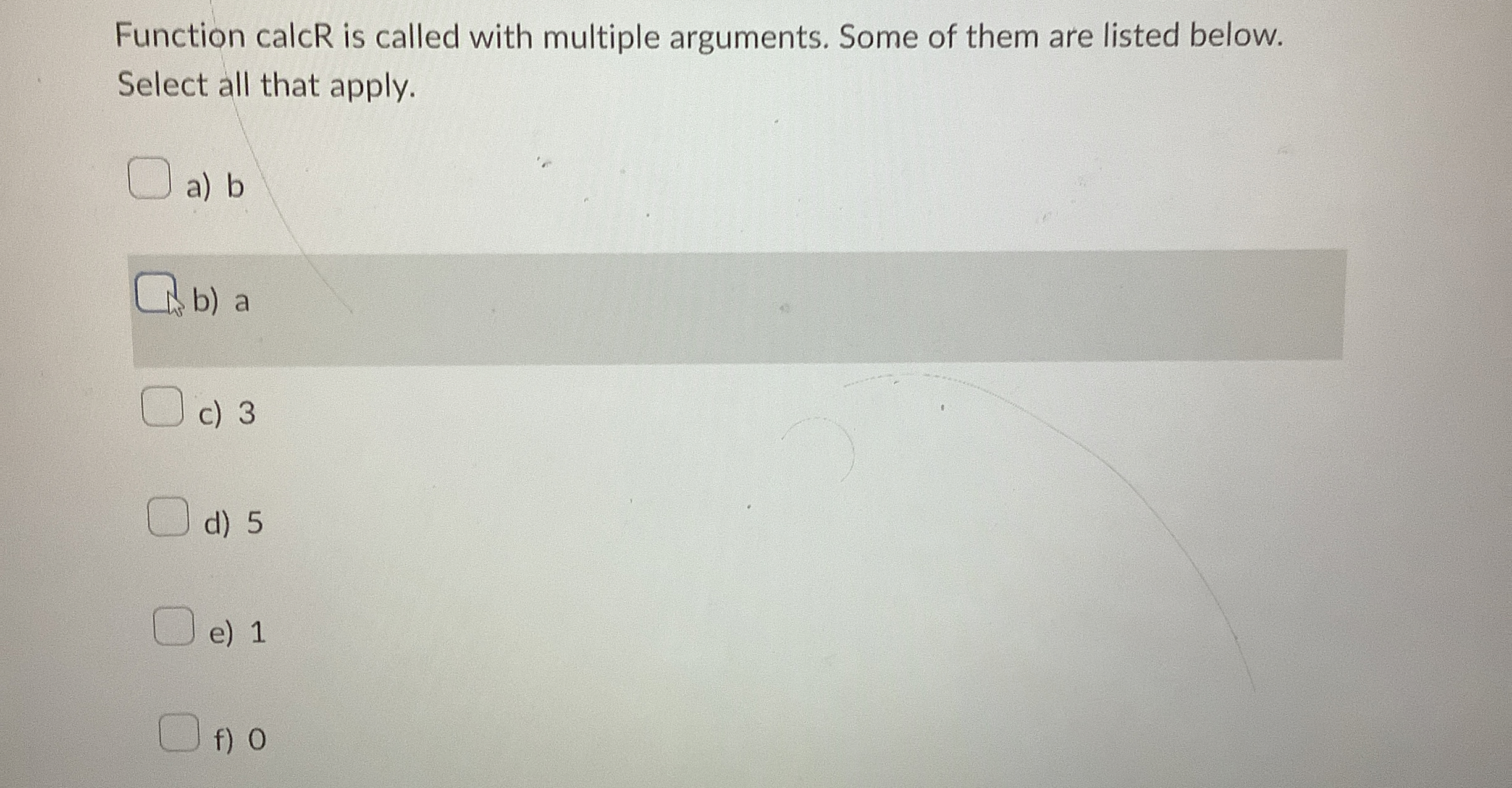 Function calcR is called with multiple arguments.