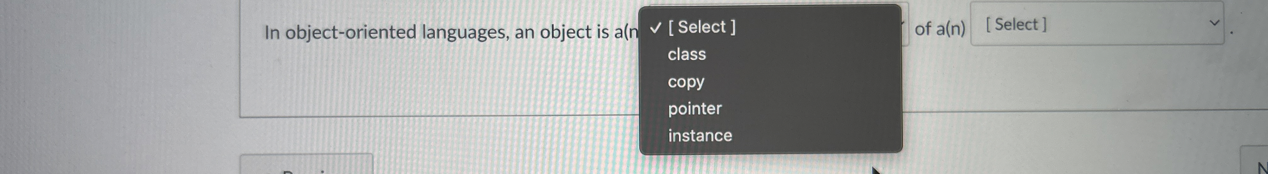 In object - oriented languages, an object is a (