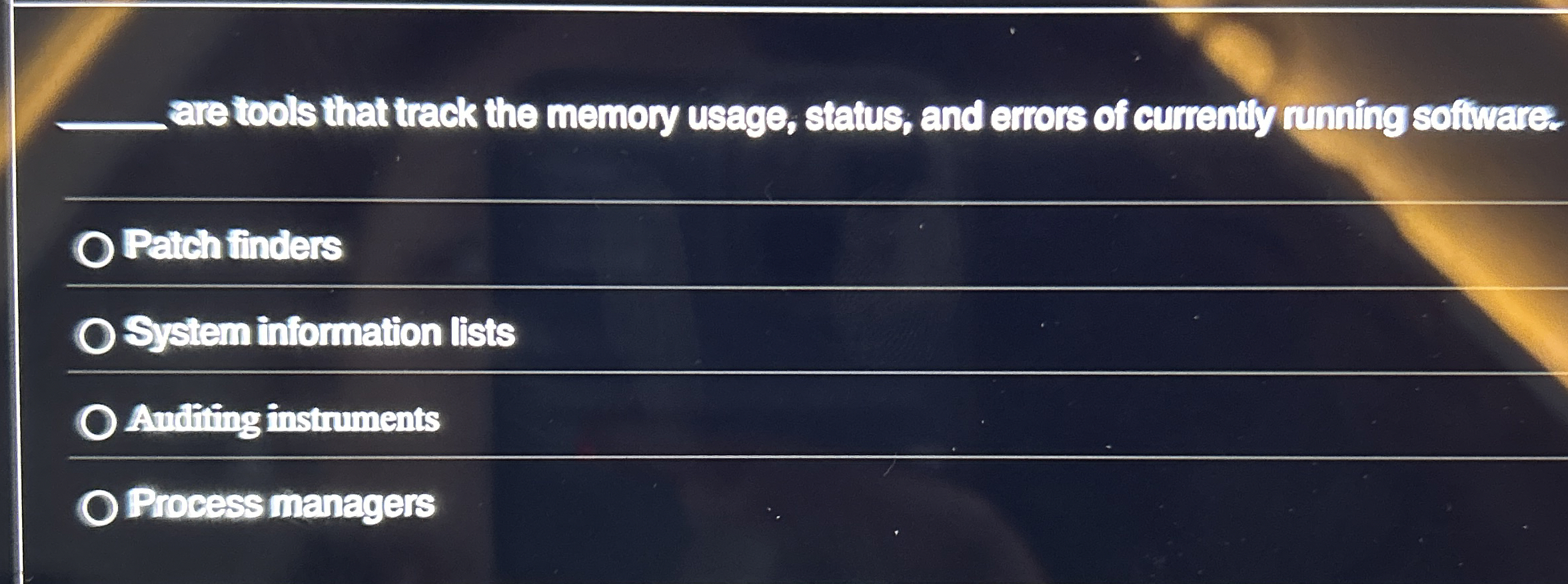 are tools that track the memory usage, status,