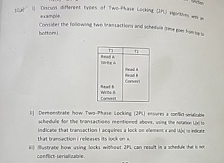 Discuss different types of Two - Phase Locking (
