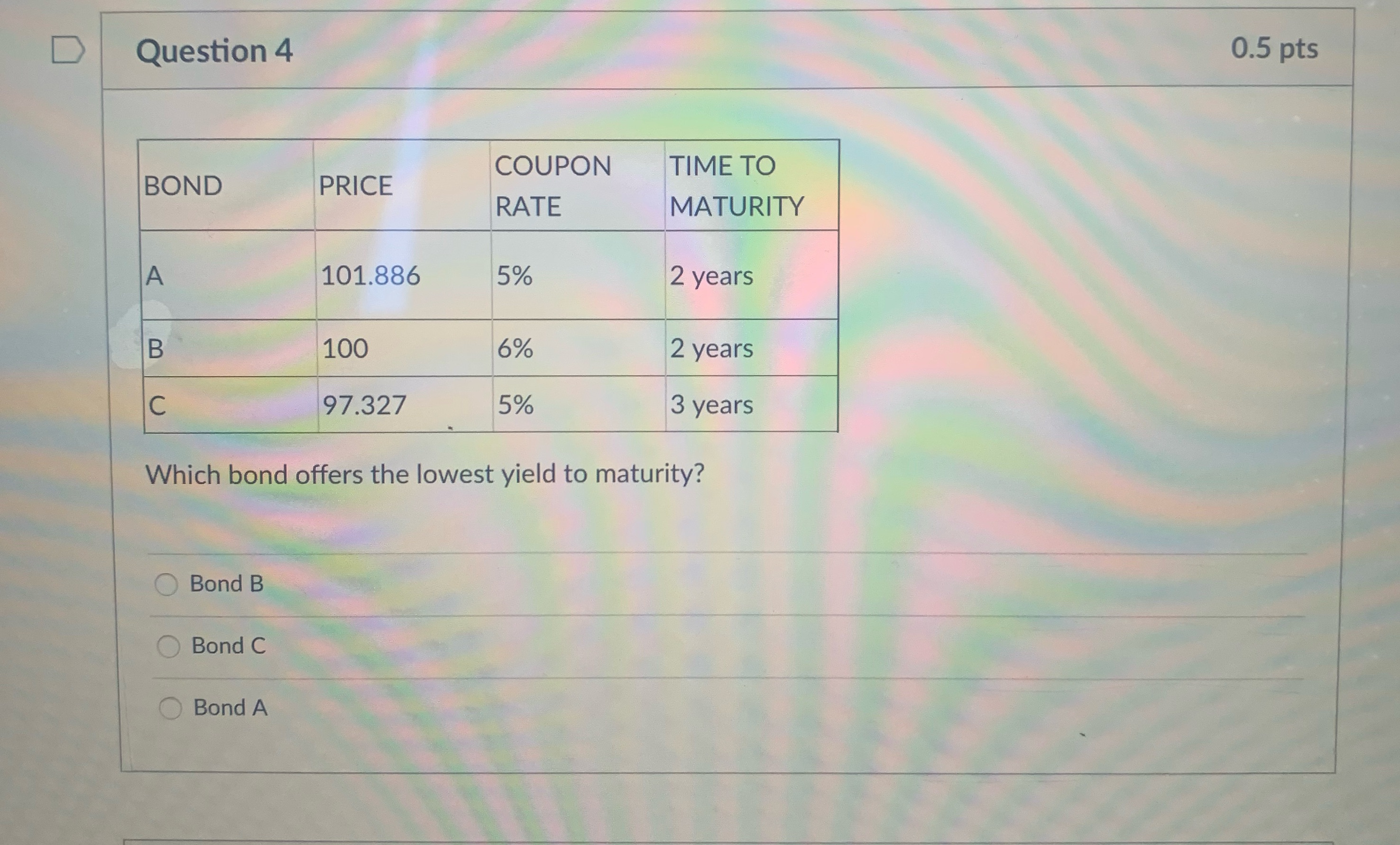 Answer correctly D Question 4 0.5 pts COUPON TIME