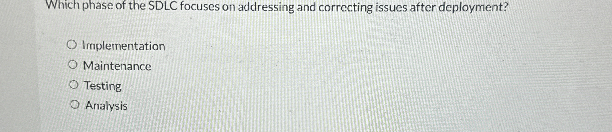 Which phase of the SDLC focuses on addressing and
