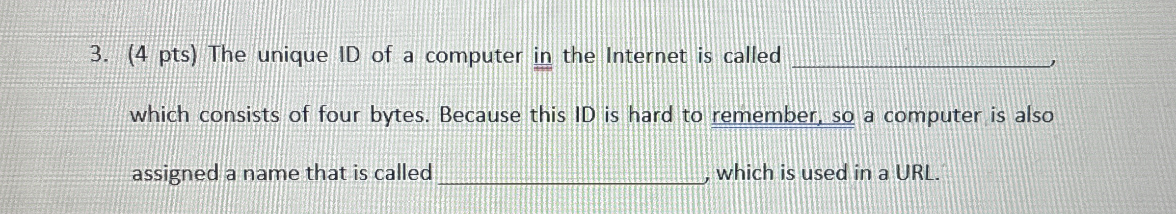 The unique ID of a computer in the internet is