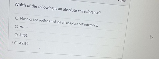 Which of the following is an absolute cell