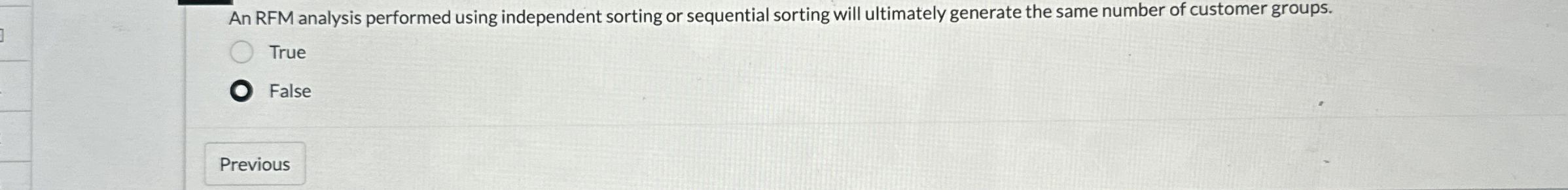 An RFM analysis performed using independent