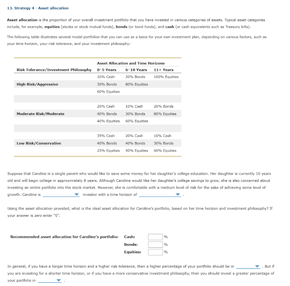 13. Strategy 4 - Asset allocation Asset