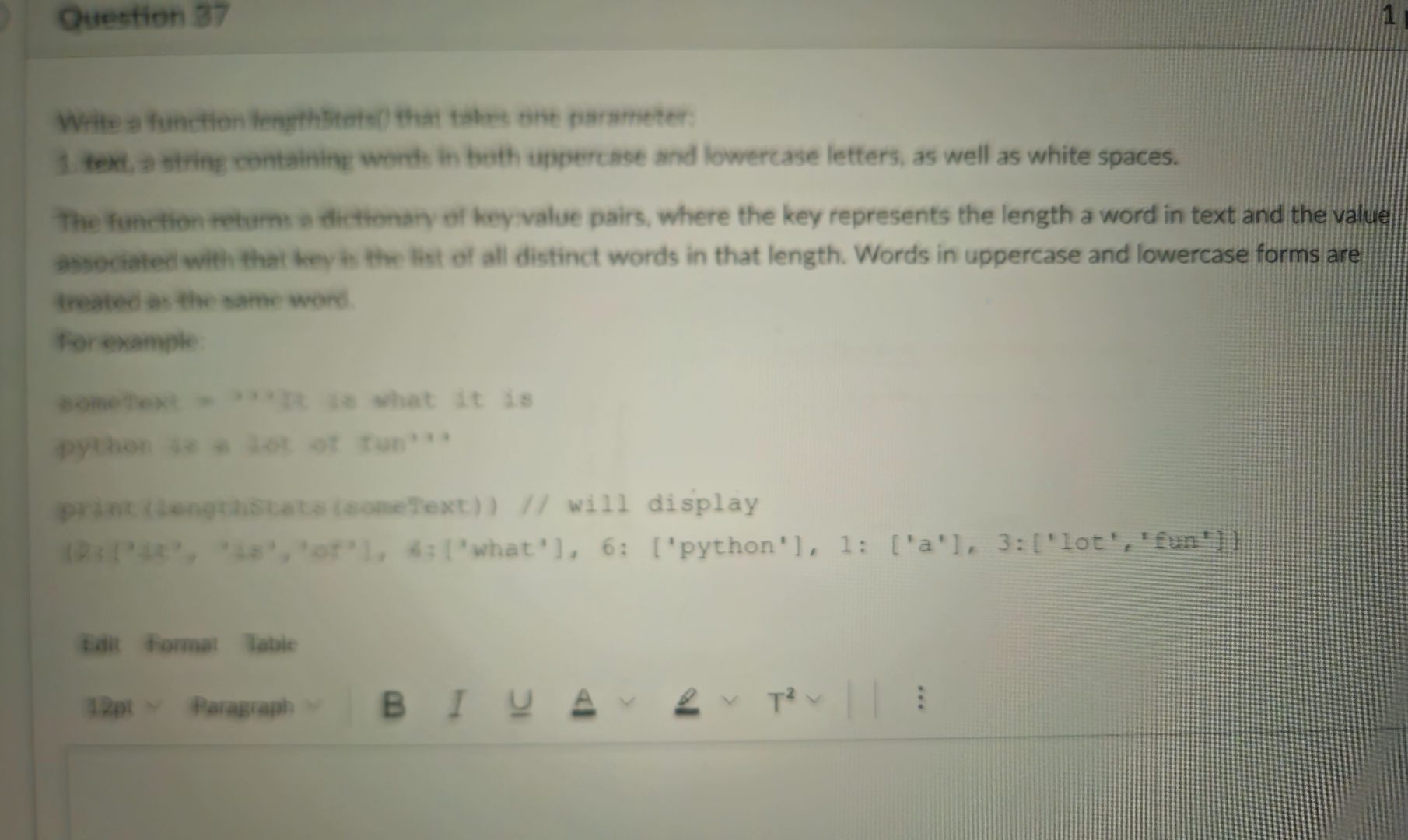 Question 3 7 1 Write a function lengthstats (