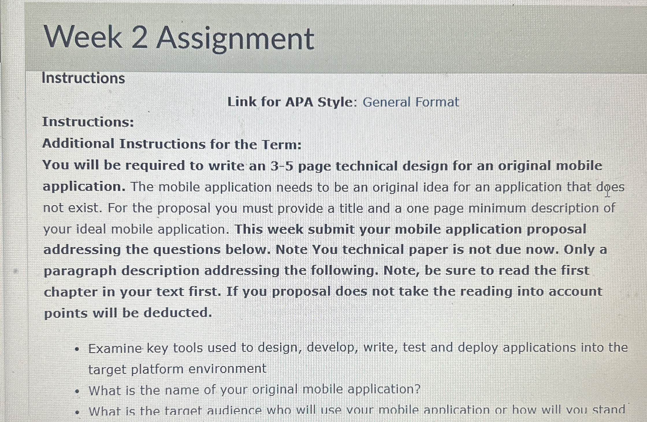 Week 2 Assignment Instructions Link for APA