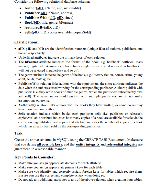 Consider the following relational database