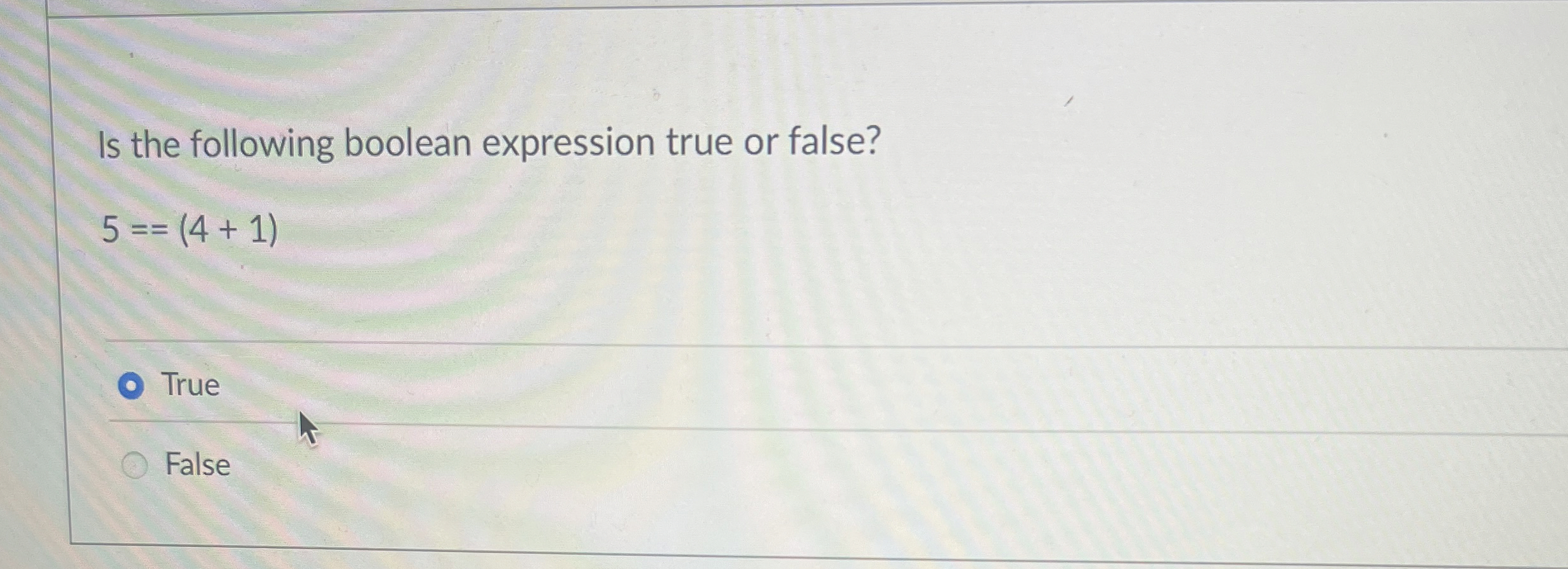 Is the following boolean expression true or