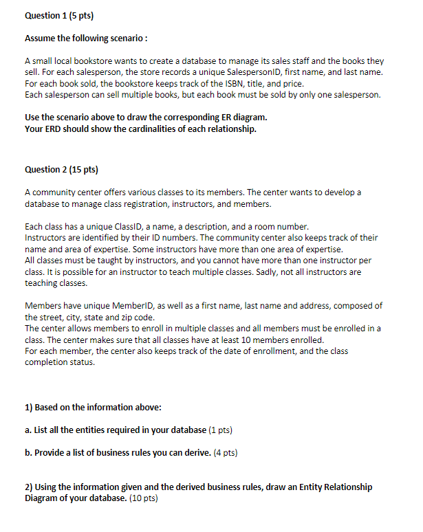 Question 1 ( 5 pts ) You are free to use any