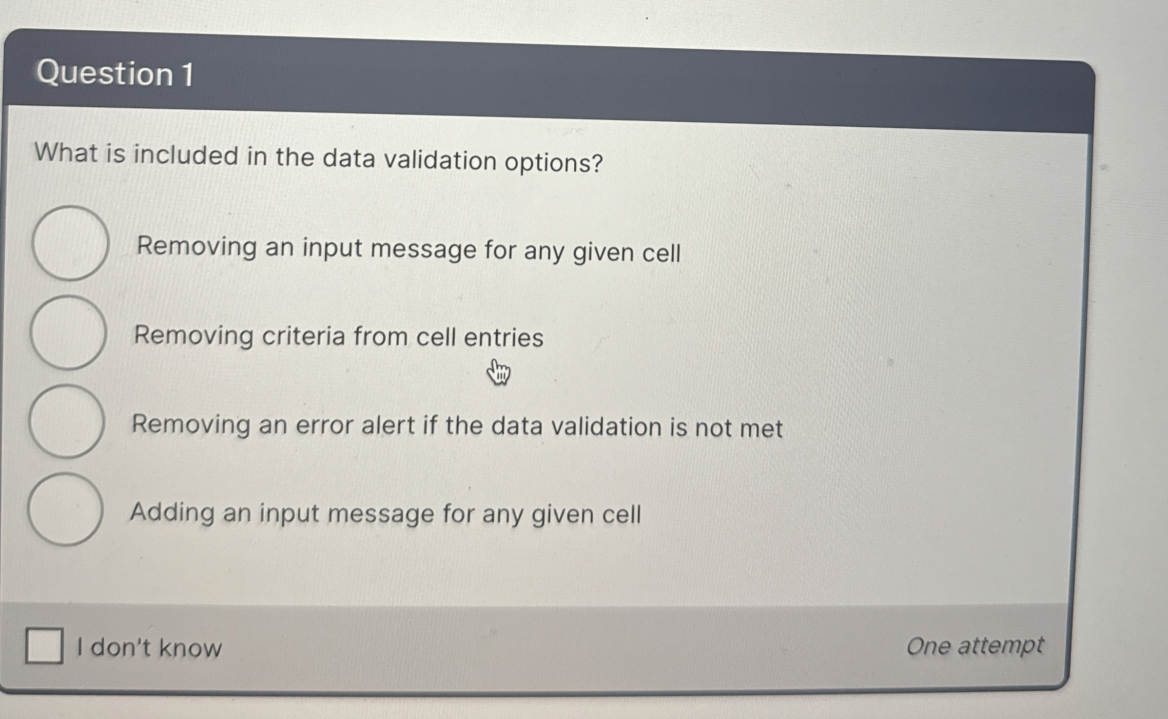 Question 1 What is included in the data
