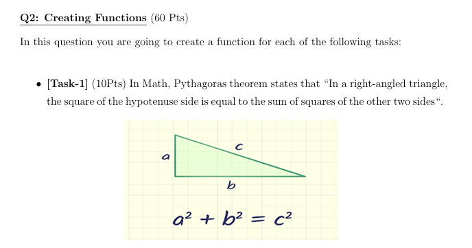 Creating Functions In this question you are going