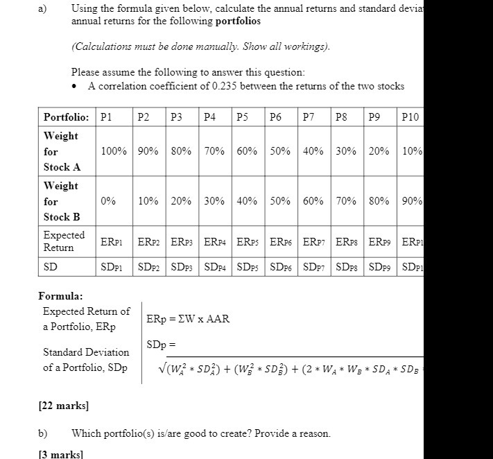 a) Using the formula given below, calculate the