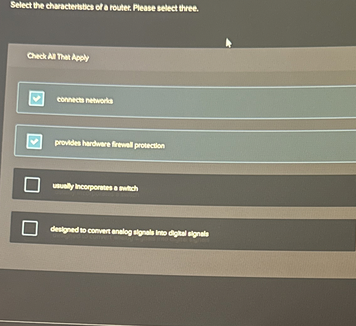 Select the characteristics of a router. Please