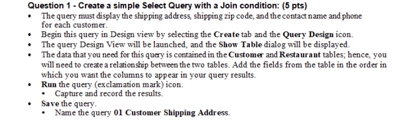 Question 1 - Create a simple Select Query with a