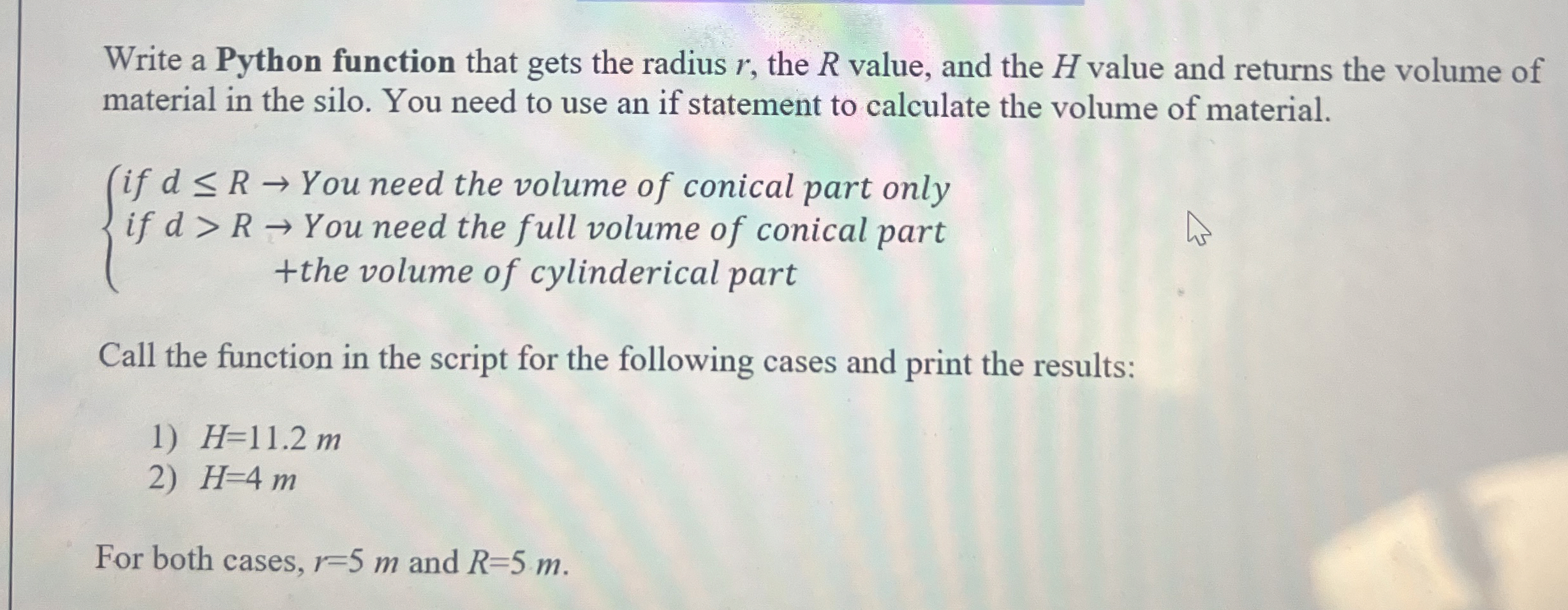 Write a Python function that gets the radius r ,