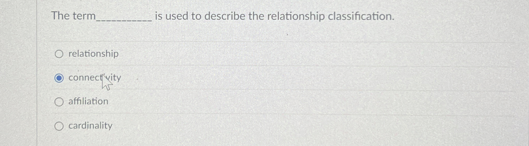 The term. is used to describe the relationship