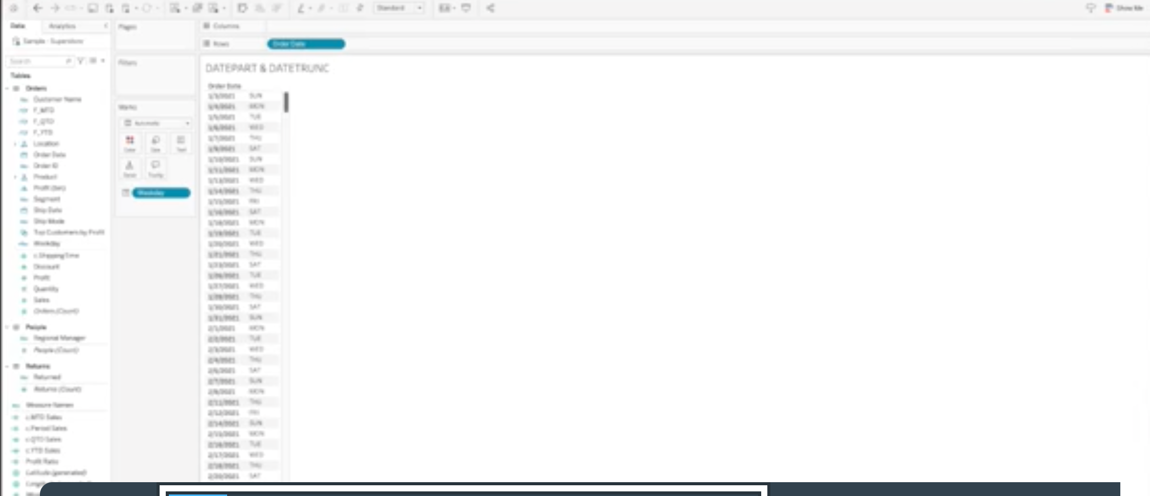 How to create a calculated field called weekday