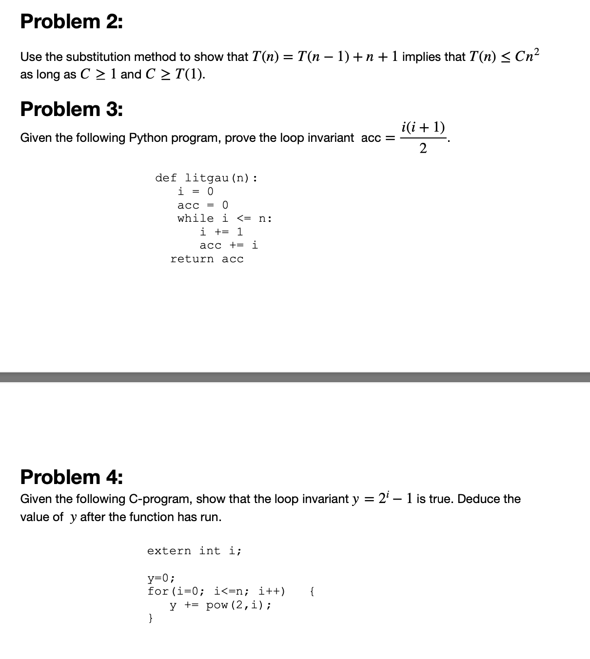 Problem 2 : Use the substitution method to show
